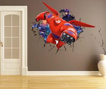 3D Tvorivé Brnenie Baymax Veľký Hrdina 6 Samolepky na Stenu pre Deti Miestnosti Robot Wall Dekor Odnímateľné Steny Odtlačkový DIY Stenu Odtlačkový Parede