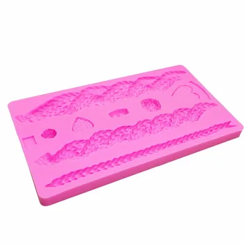 3D Vlna Pletenie Textúra Silikónové Formy Vianočné Tortu Hranice Fondant Cake Zdobenie Nástroje Čokoláda Gumpaste Formy T9998