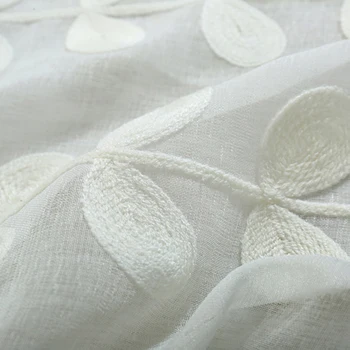 3D výšivky bavlnená posteľná bielizeň textílie čisto biely rastlín Tylu Opony translucidus Tylu opony priesvitné záclony obývacia izba WP018 *15