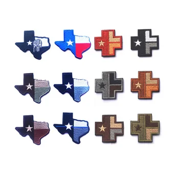 3D Výšivky škvrny Slučky A Háčik Texas štátu Topografických máp patch Texas vlajka patch Texas štátu mapu záplaty