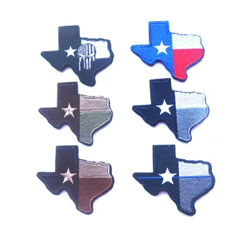 3D Výšivky škvrny Slučky A Háčik Texas štátu Topografických máp patch Texas vlajka patch Texas štátu mapu záplaty