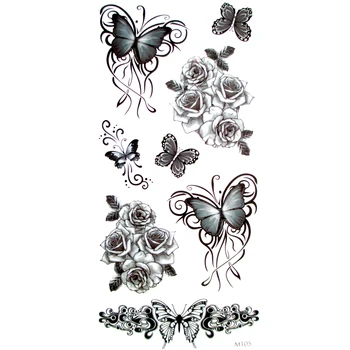3ks 3d black butterfly Tetovanie, Dočasné Tetovanie Pre Muža, Ženu, Nepremokavé Nálepky make-up maquiagem