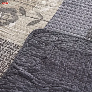 3ks Americký štýl šedá deka nastaviť patchwork posteľ kryt set bavlny, prikrývka prehoz cez posteľ 250*270cm kvetinové vankúše bytový textil