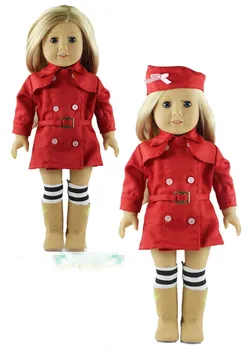 3ks\nastaviť Módne červený kabát +ponožka +klobúk fit 18-palcové Americké dievča bábiku\bábika príslušenstvo\b101