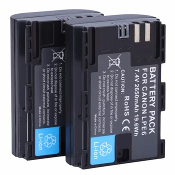 3ks Plný kódované LP-E6 LPE6 2650mAh Batérie kontakty batérie Pre Canon 5D Mark II, III a IV 70 D 5Ds 6D 5Ds 80D 7D 60D 5Ds R DSLR Fotoaparát