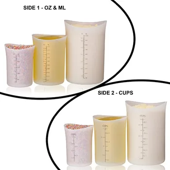3ks/set Silikónové Meranie Cup Set Home Meracie Nástroje Kuchyňa Tortu Dekorácie Pečenie