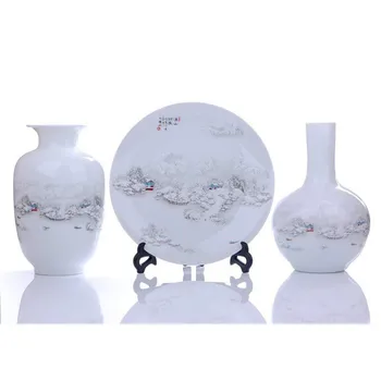 3ks/set Tradičnej Čínskej Keramické Vázy & Dekorácie Doska Set Home Decor Porcelánové Ozdoby Narodeninové Darčeky