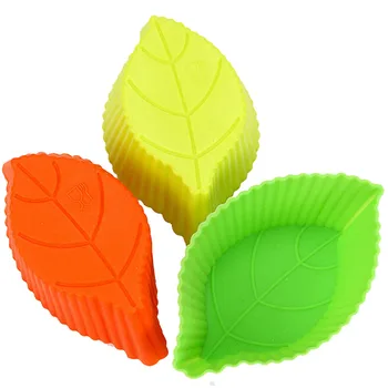 3KS/Veľa Leaf Design Silikónové Cupcake Plesne Muffin Prípadoch Pan Mydlo Formy Tortu Pohár Fólie na Pečenie Zdobenie Pekárenské Pečivo Nástroj