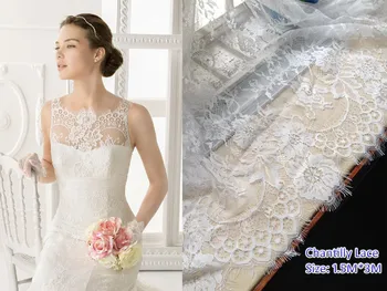 3meters/veľa Svadobné šaty francúzsky chantilly čipky textílie Rias čipky textílie svadobné šaty, dekorácie 150 cm široký