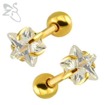 3~5 mm boucle d'oreille Star Tvarované Zirkón Chrupavky, Zlaté Náušnice Strieborné Tragus Helix Piercing Stud Náušnice pre Ženy