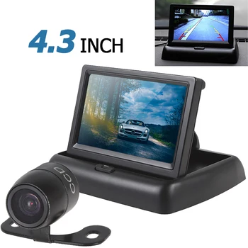 4.3 Inch Auto Parkovisko Zadné View Monitor, 2 KANÁLY Video Vstup + Vodotesný 420TVL 18 mm Objektív Zadnej strane Zálohy Spätné Kamery
