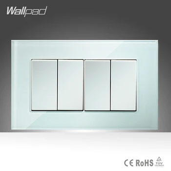 4 Gang 2 Way Switch Tlačidlo Wallpad 146*86mm White Crystal Glass 2 Model Dvojitej Kontroly Napájania Tlačidlo Prepína Doprava Zadarmo