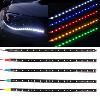 4 Ks 30 cm LED DRL 15LED 3528 SMD Auto Auto Dekoratívne Flexibilné Nálepky Pásy Auto Styling 12V LED Svetlá prípojného vozidla