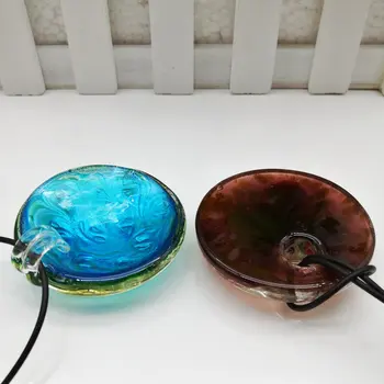 4 KS kruhové Sklo Lampwork Murano Náhrdelník s Príveskom ELEGANTNÉ 50mm