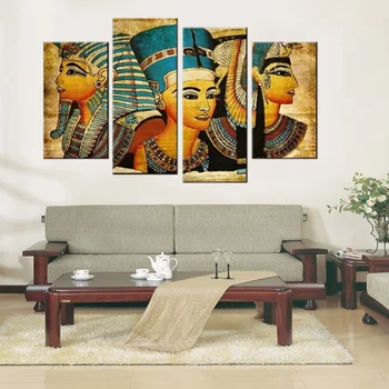 4 ks / sety z Postmoderných stenu umenie abstraktné moderná Egyptská žena portrét plátno maľby v obývacej izbe tlač