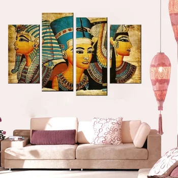 4 ks / sety z Postmoderných stenu umenie abstraktné moderná Egyptská žena portrét plátno maľby v obývacej izbe tlač