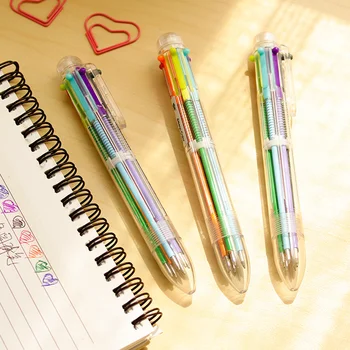 4 ks/Veľa 6 farieb v 1 guľôčkové pero Neónové farby písanie značku perá, kancelárske potreby Kancelárske doplnky, školské potreby F722