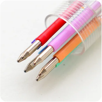4 ks/Veľa 6 farieb v 1 guľôčkové pero Neónové farby písanie značku perá, kancelárske potreby Kancelárske doplnky, školské potreby F722