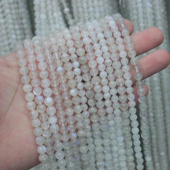 4 mm 6 mm biela moonstone guľôčky z prírodného kameňa korálky DIY voľné korálky pre šperky, takže strand 15