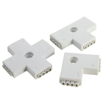 4 Pin LED Konektor L / X / T Tvar Spojenie Rozšírenie Drôt Pre RGB LED Pásy Svetla, DC 12V
