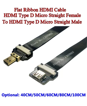 40/50/60/80/100 CM Ultra Tenké Super Mäkké HDMI Stužkový Kábel Plochý FPV Micro Rovno Žena na Male Micro Rovno plochý kábel hdmi