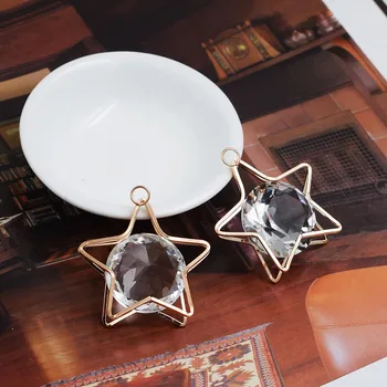 40 mm Veľké Krištáľovo Zliatiny Kovov Vintage Star Visieť Crystal Charms Diy Prívesok Pre Handmade Náramok