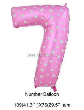 40 palcový Veľké Ružová Modrá Bodka Číslo Fóliové Balóniky Digatal 7 Hélium Balón Číslo 7 nafukovacie Balóny