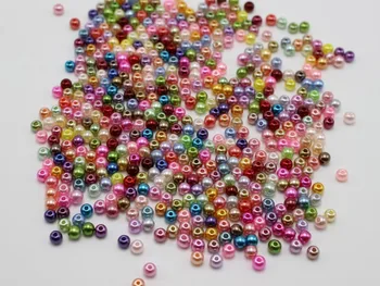 4000 Zmiešané Farby 3 mm Plastové Faux Perly Okrúhle Korálky Imitácia Perly Osiva Korálky