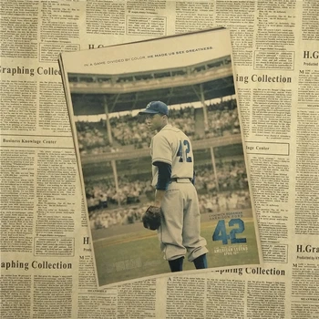 42 Jackie Robinson Baseball Cooperstown Yankees Podvodníci Film Wall Art Decor Kraft Papier Plagát