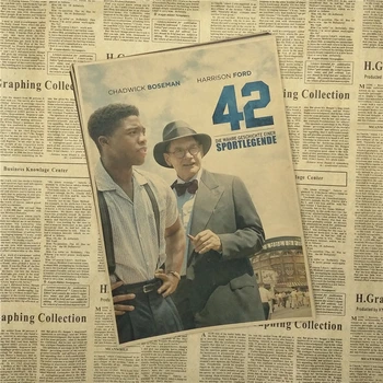 42 Jackie Robinson Baseball Cooperstown Yankees Podvodníci Film Wall Art Decor Kraft Papier Plagát