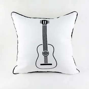 45*45 cm Domov Dekoratívne Elektronický Rock Roll Gitaru Print Biele Mikrovlákna Hodiť Vankúš na posteľná bielizeň