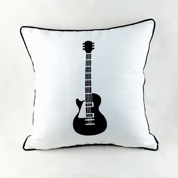 45*45 cm Domov Dekoratívne Elektronický Rock Roll Gitaru Print Biele Mikrovlákna Hodiť Vankúš na posteľná bielizeň