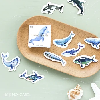 45 KS/pack Zvierat Modrá Veľryba Ryby Mini Papierové Nálepky Denník Dekorácie DIY Scrapbooking Štítok Tesnenie Nálepky na kancelárske potreby