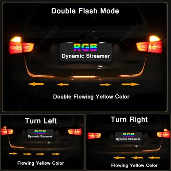 47inch Auto Styling RGB led batožinového priestoru pásy zadné dvere Svetlo Brzdové ČERVENEJ Zadnej strane Biele Farebné flash zase signál žlté pásy pre auto