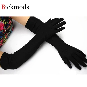 48 cm dlhé pletené rukavice žena koleno čierne elastické rovno štýl ovce vlnené tenké jar jeseň rameno sady