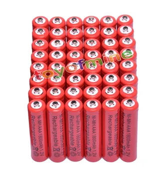 48x AAA 1800mAh 3A 1.2 V Ni-MH Červená Nabíjateľná Batéria Bunka pre MP3 RC Hračky
