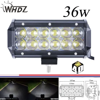 4D OBJEKTÍV 36W 7inch LED Pracovné Jazdy Svetlo Bar Povodňových Bodové svetlo pre Auto Truck SUV 4x4 ATV OffRoad