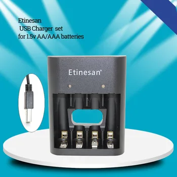 4pcs AA 1,5 v 3000mwh Etinesan Lítium-ion, Li-po Nabíjateľné Batérie + 4 SLOTY USB nabíjačky