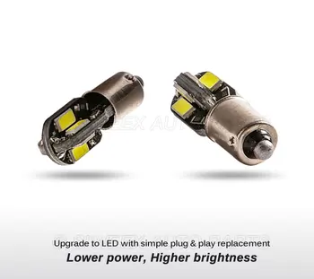 4PCS H6W BAX9S LED Žiarovky 8 SMD 5730 Čítanie Dvere, Bočné Obrysové Svetlá špz Lampa pre Auto Teplá Biela & White 12V DC