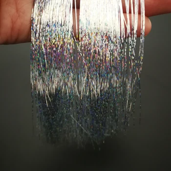 4pcs Najrôznejších Mix Náhodné Farby Holografické Ploché Krystal Flash pre Lietať Viazanie Rybárske Materiál Streamer Crystal Line Blue Silver
