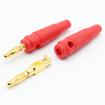 4pcs Nový 4 mm Zástrčky čistej medi Pozlátené Hudobné Reproduktorový Kábel Drôt Pin Banánových Konektory