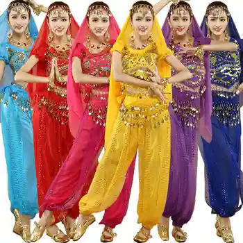 4pcs Sady Sexy India, Egypt, Brušný Tanec Kostýmy Bollywood Kostýmy Indické Šaty Bellydance Šaty Dámske Brušného Tanca Oblečenie
