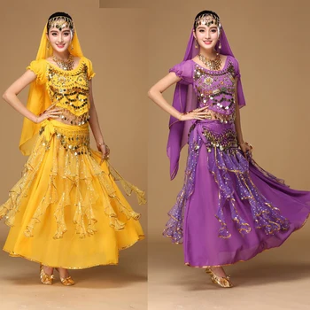 4pcs Sady Sexy India, Egypt, Brušný Tanec Kostýmy Bollywood Kostýmy Indické Šaty Bellydance Šaty Dámske Brušný Tanec Kostým