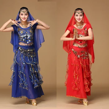 4pcs Sady Sexy India, Egypt, Brušný Tanec Kostýmy Bollywood Kostýmy Indické Šaty Bellydance Šaty Dámske Brušný Tanec Kostým
