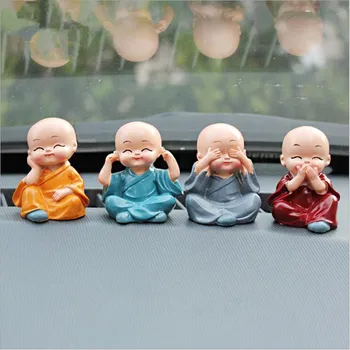 4pcs/set Gongfu Malý Mních Figúrky Auto, Bábiky, Dekorácie ,Domáce Výzdoba Chrámu Shaolin Monks Hračky Auto Príslušenstvo Ornament