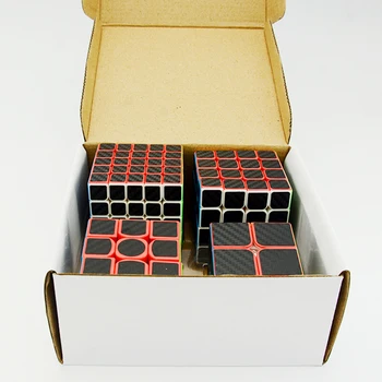 4Pcs/Set Magic Cube Patrí 2x2x2 3x3x3 4x4x4 5x5x5 Stickerless s Čierna karbónová Nálepka Puzzle, Hračky Pre Dieťa Darčekové Balenie