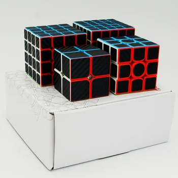 4Pcs/Set Magic Cube Patrí 2x2x2 3x3x3 4x4x4 5x5x5 Stickerless s Čierna karbónová Nálepka Puzzle, Hračky Pre Dieťa Darčekové Balenie
