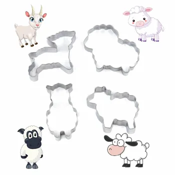4pcs/set Nehrdzavejúcej Ocele Cookie Cutter Cartoon Ovce Tvar Fondant Sušienky Nástroje Cukru Plavidlá Pekáreň Pečenie