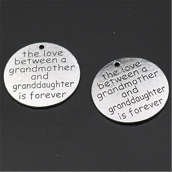 4pcs Starožitné strieborné koleso kus lásky medzi babička a vnučka je navždy kúzlo náhrdelník DIY zliatiny prívesky