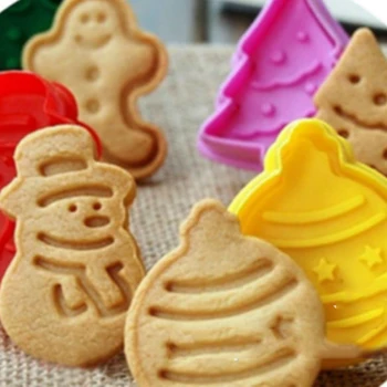 4Pcs Vianočné Snehuliak Fondant Tortu Formy Biscuit Cookie Piest Rezačky Sugarcraft Nástroj Cake Zdobenie Nástroj